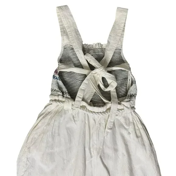 FREE PEOPLE Sienna Smocked Jumpsuit Ecru Bohemian Hippie Romper Sz XS NEW - Picture 7 of 8